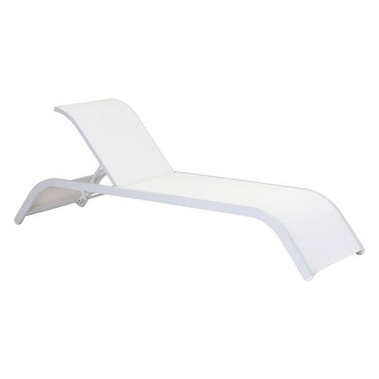 HomeRoots Outdoors Chaise Lounge White / Mesh 25.6" X 86" X 37" White Mesh Beach Chaise Lounge