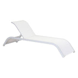 HomeRoots Outdoors Chaise Lounge White / Mesh 25.6" X 86" X 37" White Mesh Beach Chaise Lounge