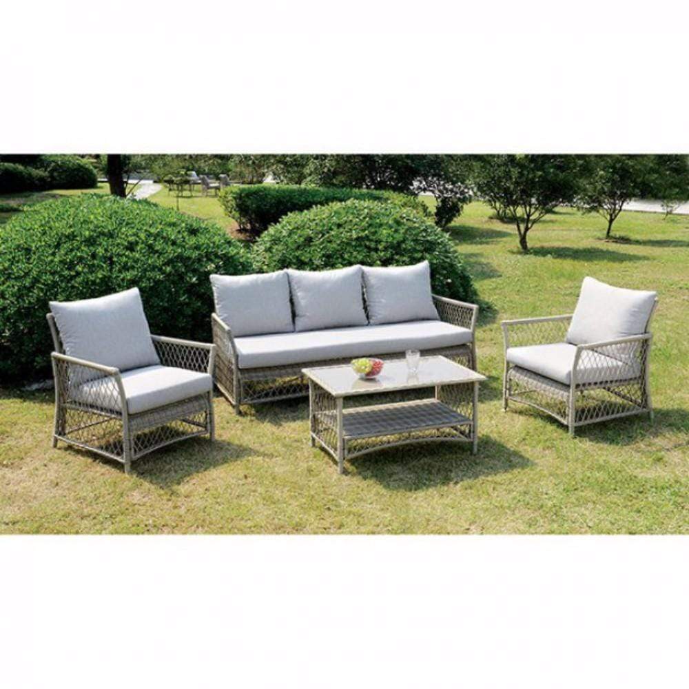 HomeRoots Outdoors Conversation Set Light Gray / Aluminum, Fabric, Tempere Sturdy Contemporary Patio Seating, Set Of 4, Light Gray