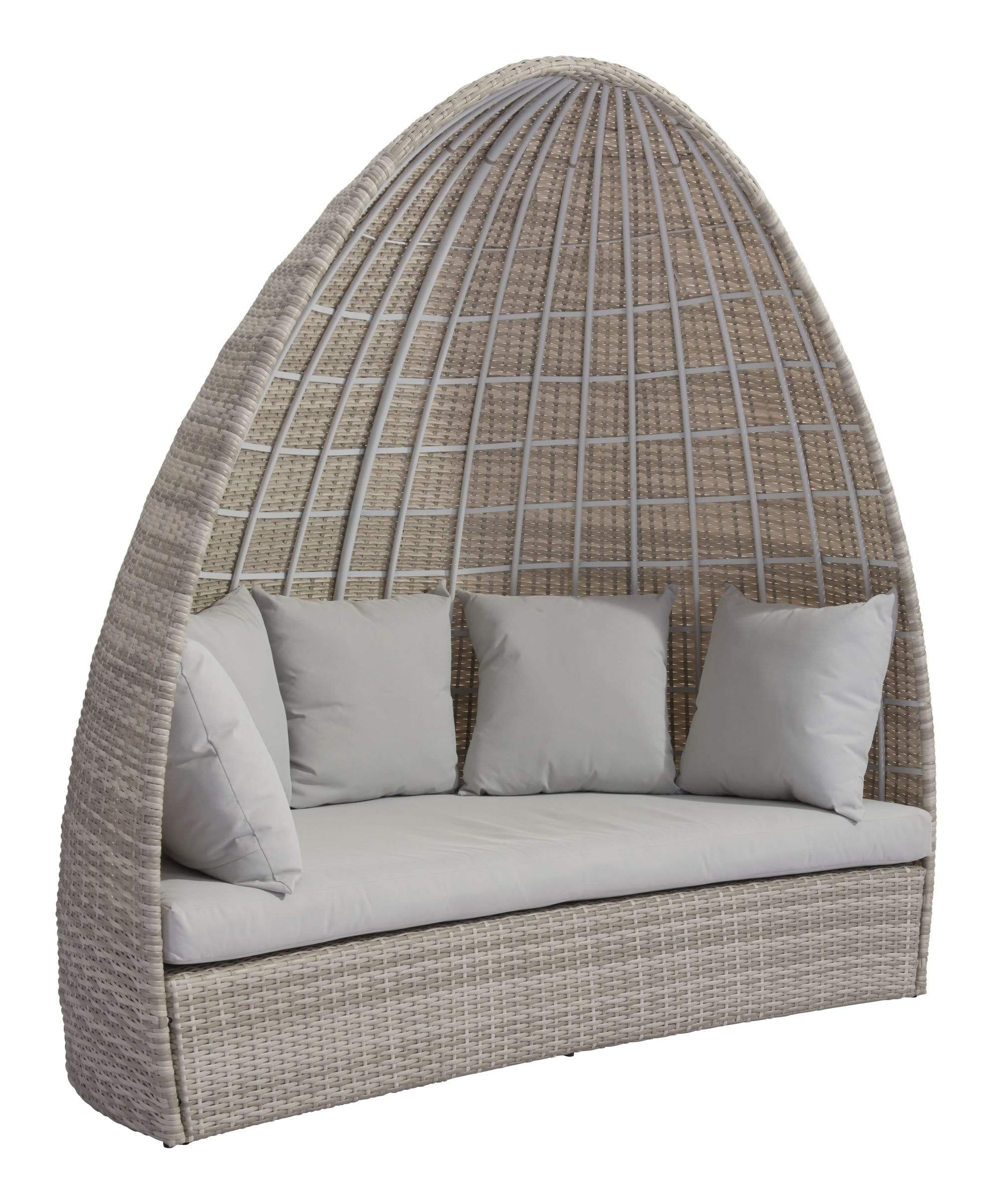 HomeRoots Outdoors Day Bed White & Gray / Sunproof Fabric, Synthetic Weave, Aluminum 79.5" x 45.7" x 80.3" White & Gray, Synthetic Weave, Aluminum, Daybed