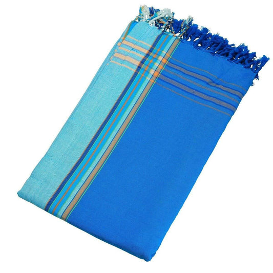 HomeRoots Outdoors Home Decor > Throws Blue / Cotton, Towel, Polyester 0.82" X 1.31" X 0.07" Danube Cotton, Polyester Kikoy-Towel