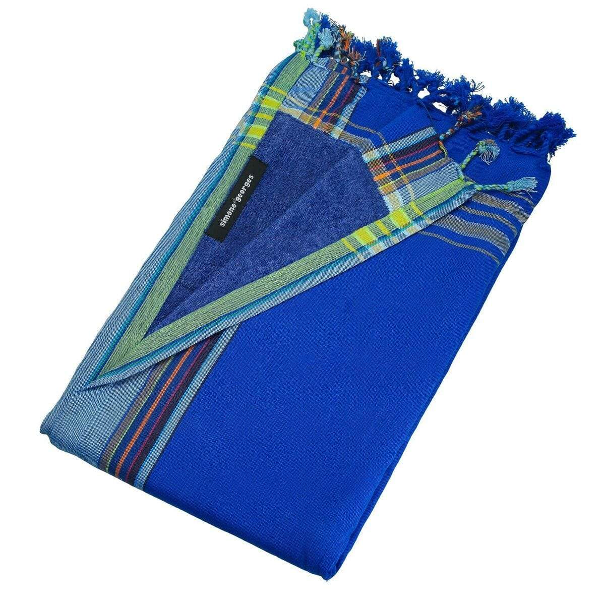 HomeRoots Outdoors Home Decor > Throws Dark Blue / Cotton, Towel, Polyester 0.82" X 1.31" X 0.07" Bora-Bora Cotton, Polyester Kikoy-Towel