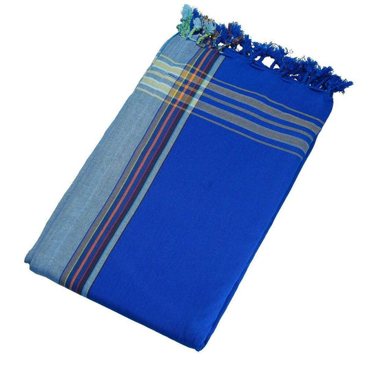 HomeRoots Outdoors Home Decor > Throws Dark Blue / Cotton, Towel, Polyester 0.82" X 1.31" X 0.07" Bora-Bora Cotton, Polyester Kikoy-Towel