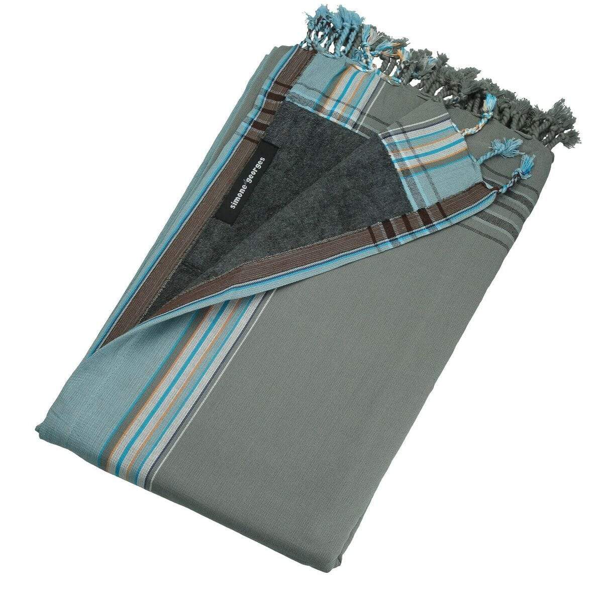 HomeRoots Outdoors Home Decor > Throws Grey / Cotton, Towel, Polyester 0.82" X 1.31" X 0.07" Niger Cotton, Polyester Kikoy-Towel