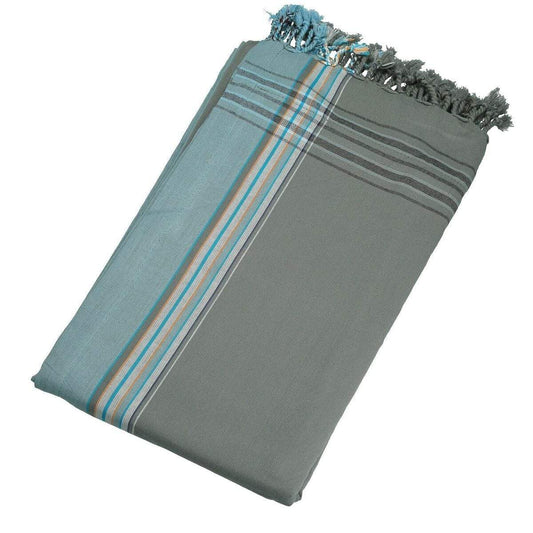 HomeRoots Outdoors Home Decor > Throws Grey / Cotton, Towel, Polyester 0.82" X 1.31" X 0.07" Niger Cotton, Polyester Kikoy-Towel