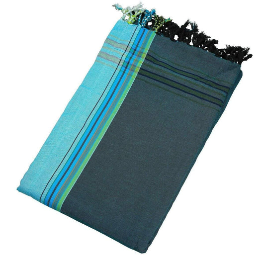 HomeRoots Outdoors Home Decor > Throws Navy Blue / Cotton, Towel, Polyester 0.82" X 1.31" X 0.07" Goa Cotton, Polyester Kikoy-Towel