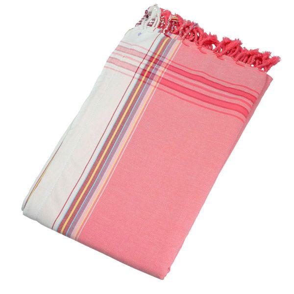 HomeRoots Outdoors Home Decor > Throws Pink / Cotton, Towel, Polyester 0.82" X 1.31" X 0.07" Daiquiri Fraise Cotton, Polyester Kikoy-Towel