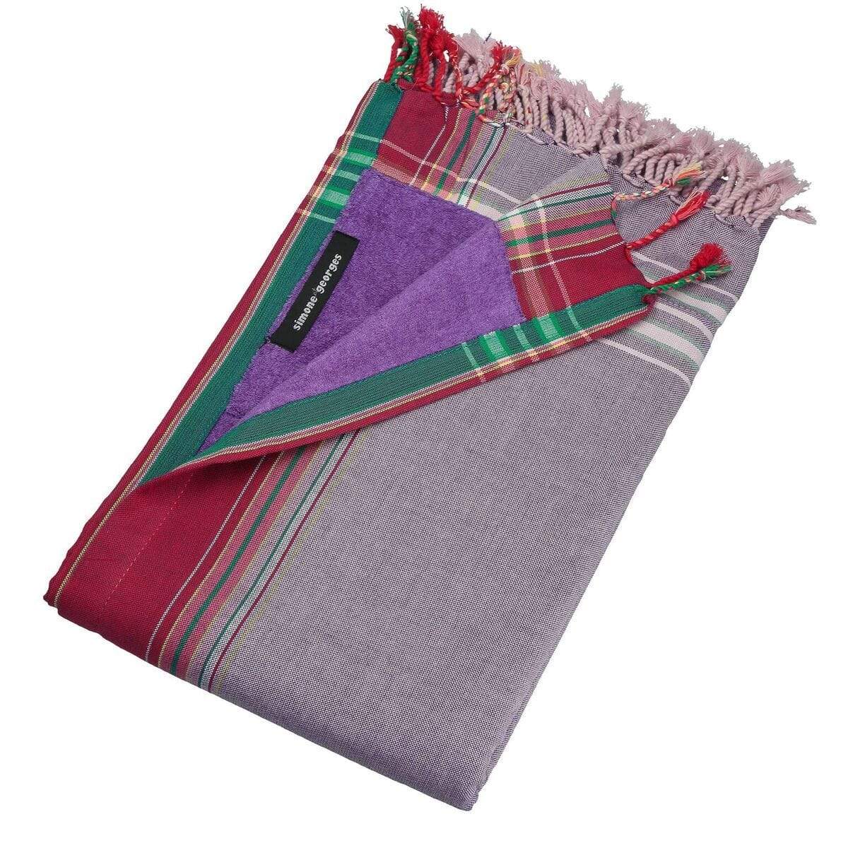 HomeRoots Outdoors Home Decor > Throws Purple / Cotton, Towel, Polyester 0.82" X 1.31" X 0.07" Kir Cassis Cotton, Polyester Kikoy-Towel