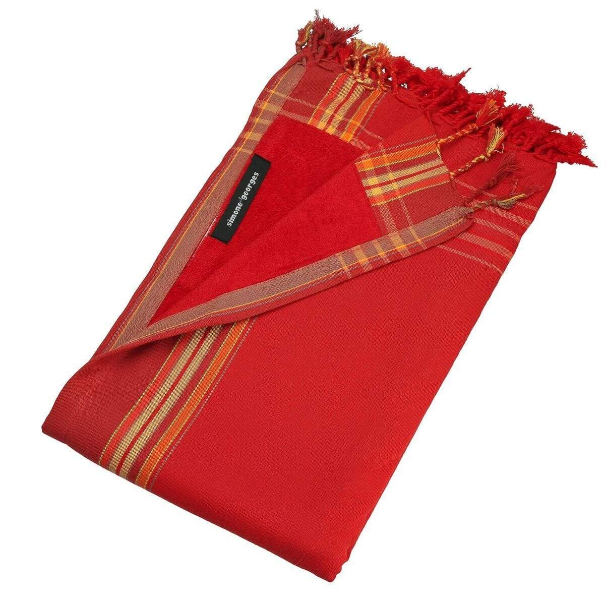 HomeRoots Outdoors Home Decor > Throws Red / Cotton, Towel, Polyester 0.82" X 1.31" X 0.07" Rio Grande Cotton, Polyester Kikoy-Towel
