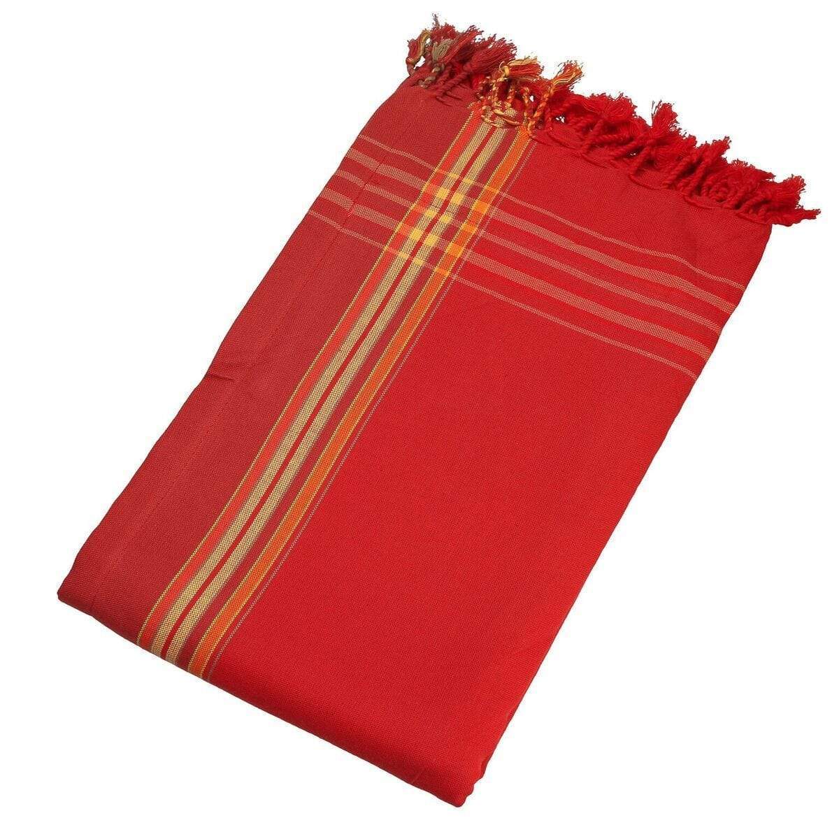 HomeRoots Outdoors Home Decor > Throws Red / Cotton, Towel, Polyester 0.82" X 1.31" X 0.07" Rio Grande Cotton, Polyester Kikoy-Towel