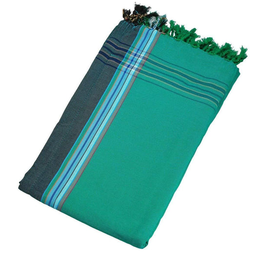 HomeRoots Outdoors Home Decor > Throws Turquoise / Cotton, Towel, Polyester 0.82" X 1.31" X 0.07" Ipanema Cotton, Polyester Kikoy-Towel