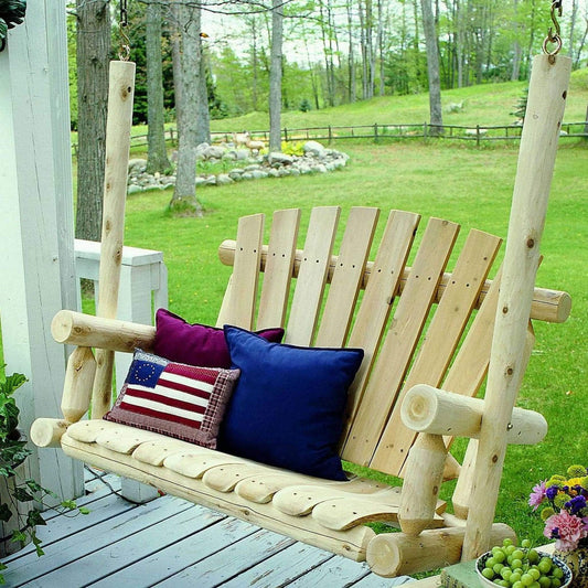 HomeRoots Outdoors Living Room > Seating Options > Chairs Natural / Wood 48" X 24" X 48"  Natural Wood Porch Swing