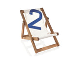 HomeRoots Outdoors Outdoor Beach Chairs White and Blue / Recycled Sailcloth 17.72" X 28.74" X 1.97" White Recycled Sailcloth Mini Deck Chair Dacron Blue 2