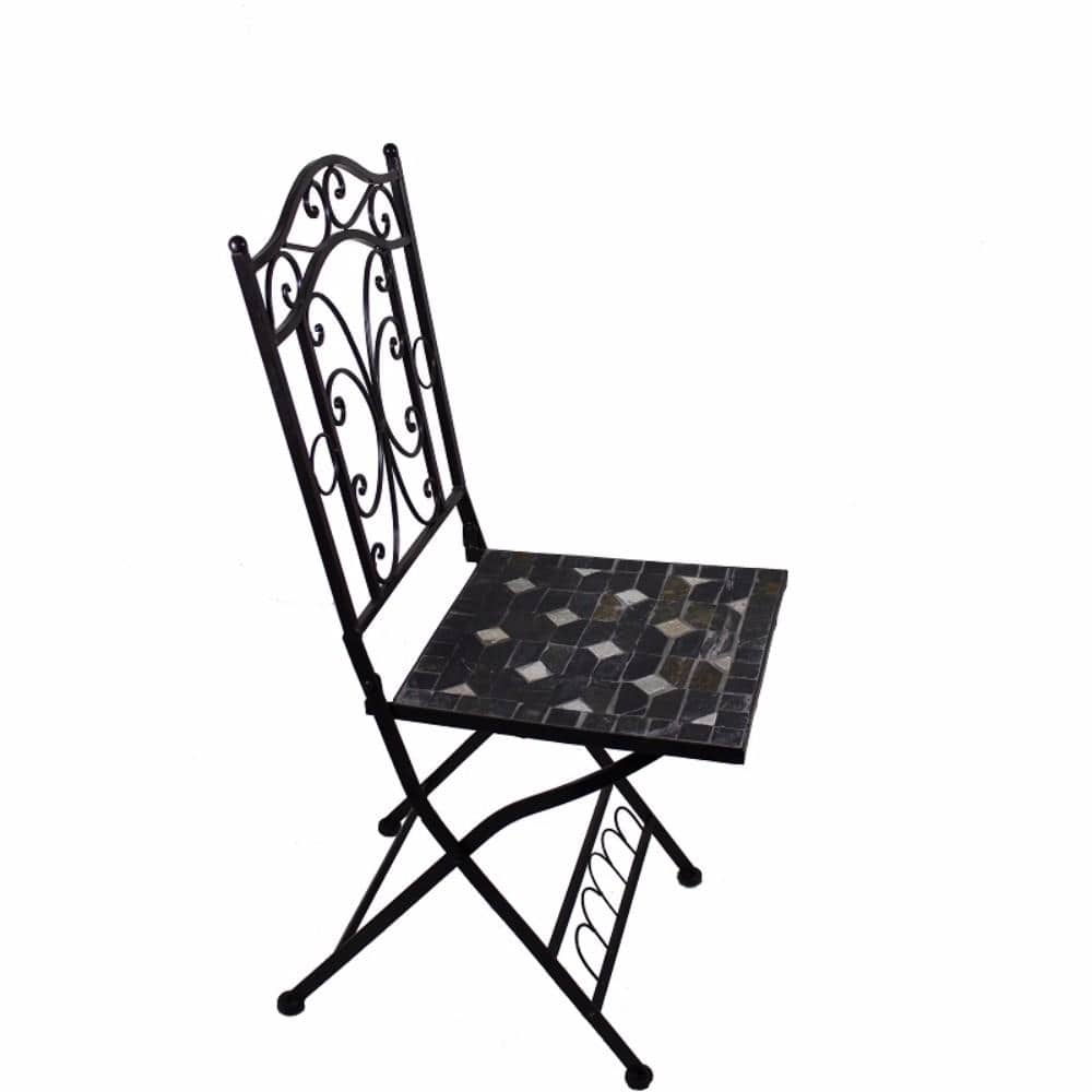 HomeRoots Outdoors Outdoor Chairs Black / Mosaic/Metal Mosaic/Metal Chair, Black