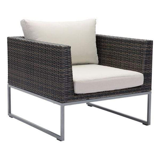 HomeRoots Outdoors Outdoor Chairs Brown & Beige / Synthetic Weave, Sunproof 31.5" X 33" X 25" Brown And Beige Arm Chair