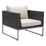 HomeRoots Outdoors Outdoor Chairs Brown & Beige / Synthetic Weave, Sunproof 31.5" X 33" X 25" Brown And Beige Arm Chair