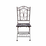 HomeRoots Outdoors Outdoor Chairs Brown / Mosaic/Metal Mosaic/Metal Garden Chair, Brown