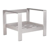HomeRoots Outdoors Outdoor Chairs Brushed Aluminum / Faux Wood 31.9" X 27.6" X 24.6" Faux Frame Arm Chair