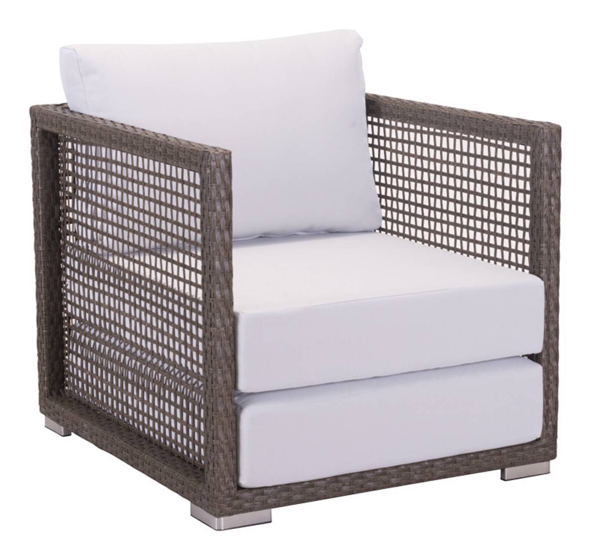 HomeRoots Outdoors Outdoor Chairs Cocoa & Light Gray / Sunproof Fabric, Synethet 26.8" X 31.9" X 30" Cocoa And Light Gray Sunproof Fabric Arm Chair
