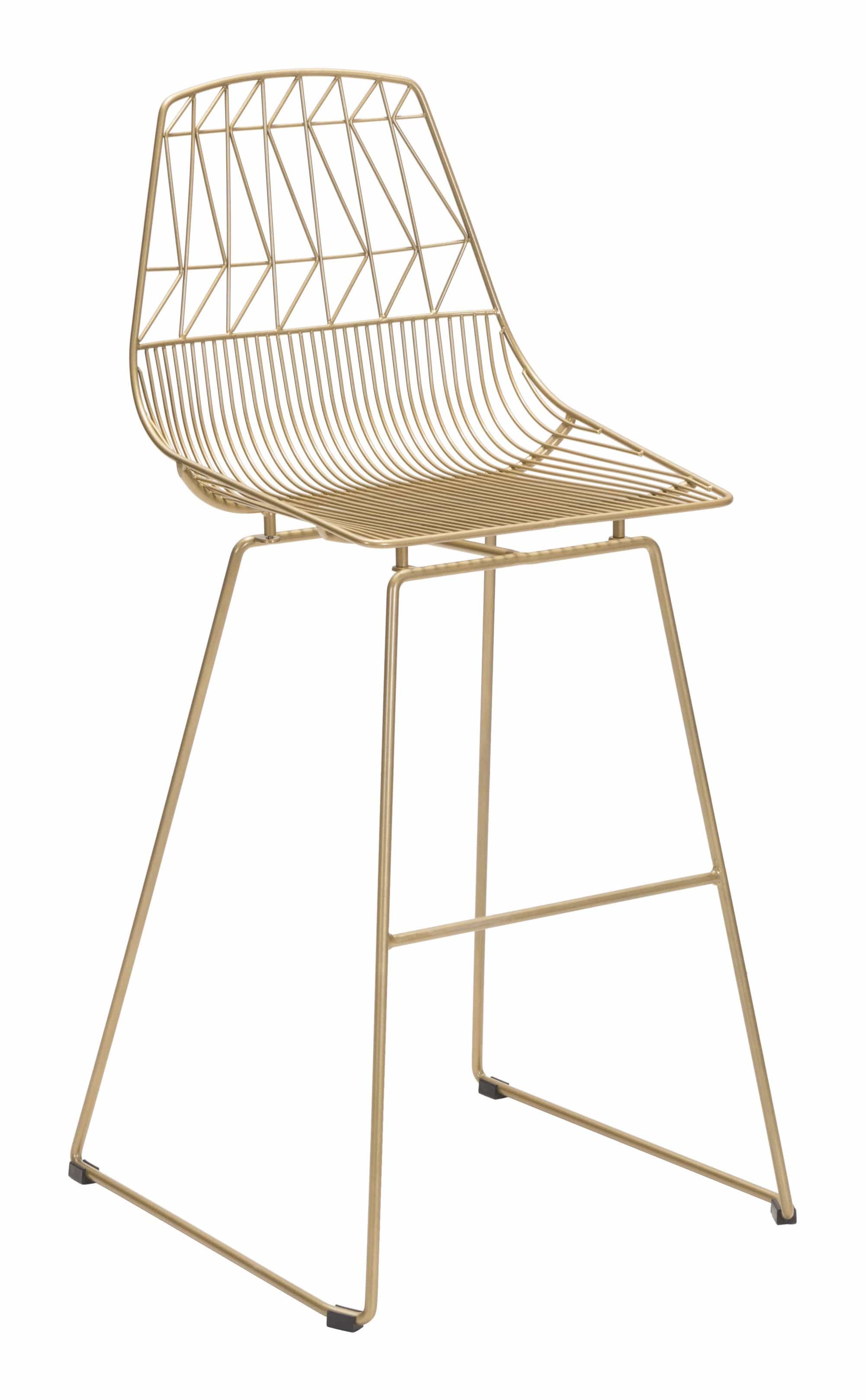 HomeRoots Outdoors Outdoor Chairs Gold / Steel 22" x 22" x 43.5" Gold, Steel, Bar Chair - Set of 2