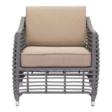 HomeRoots Outdoors Outdoor Chairs Gray & Beige / Synthetic Weave, Sunproof 31" X 34.5" X 30" Gray And Beige Beach Arm Chair