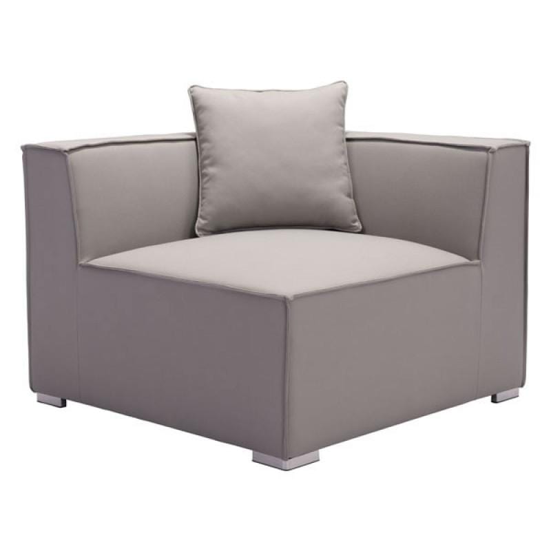 HomeRoots Outdoors Outdoor Chairs Gray / Sunproof Fabric 34.6" X 34.6" X 25.4" Gray Sunproof Corner Chair