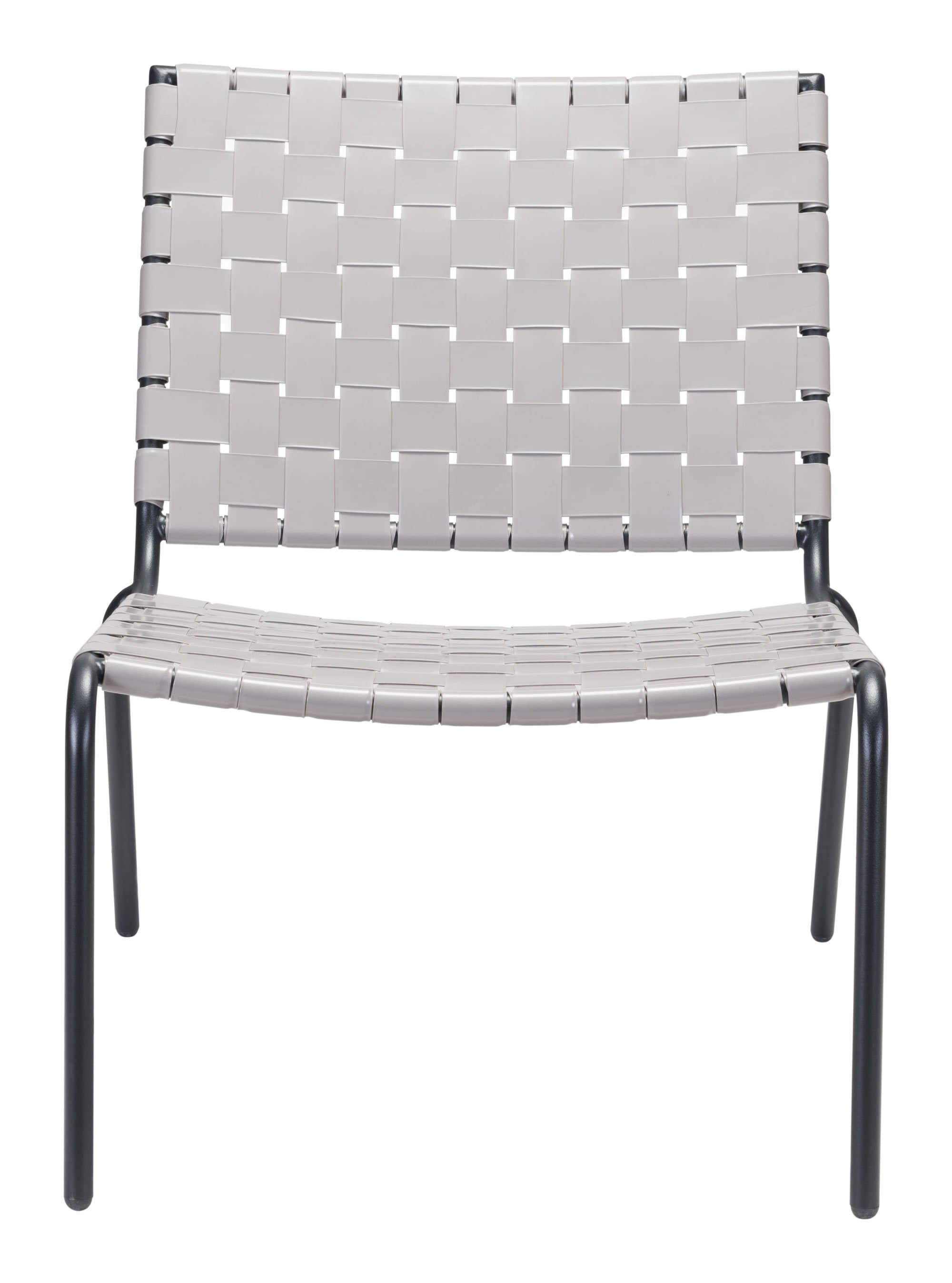 HomeRoots Outdoors Outdoor Chairs Light Gray / PVC, Steel 26.4" x 35.8" x 31.5" Light Gray, PVC, Steel, Lounge Chair