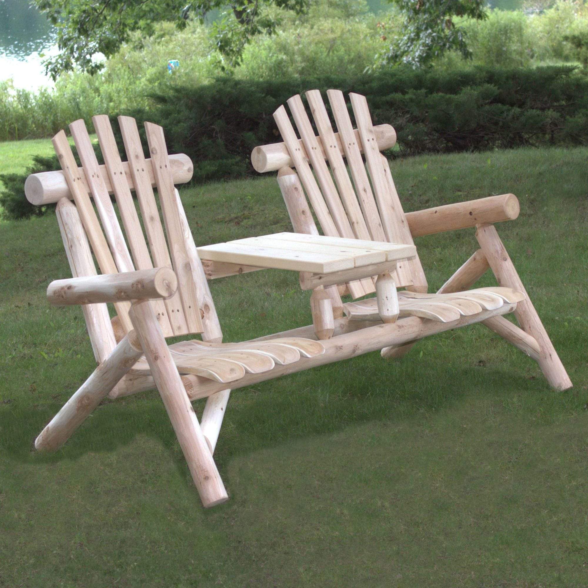 HomeRoots Outdoors Outdoor Chairs Natural / Wood 66" X 30" X 39"  Natural Wood Tete-A-Tete Chair