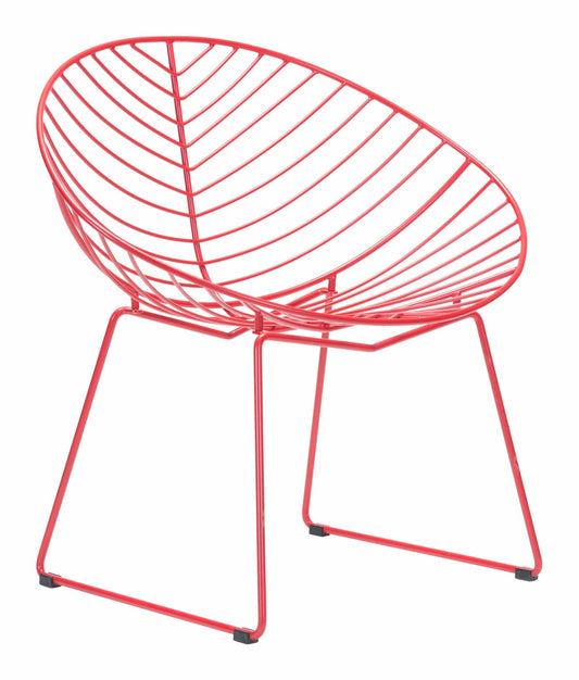 HomeRoots Outdoors Outdoor Chairs Red / Steel 33.9" x 22.4" x 32.1" Red, Steel, Outdoor Lounge Chair - Set of 2