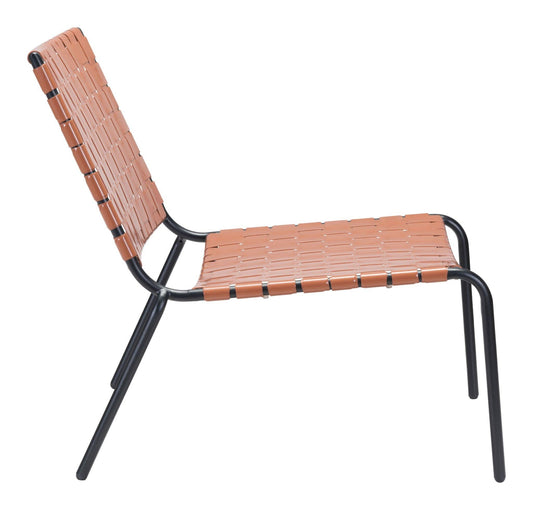 HomeRoots Outdoors Outdoor Chairs Tan / PVC, Steel 26.4" x 35.8" x 31.5" Tan, PVC, Steel, Lounge Chair