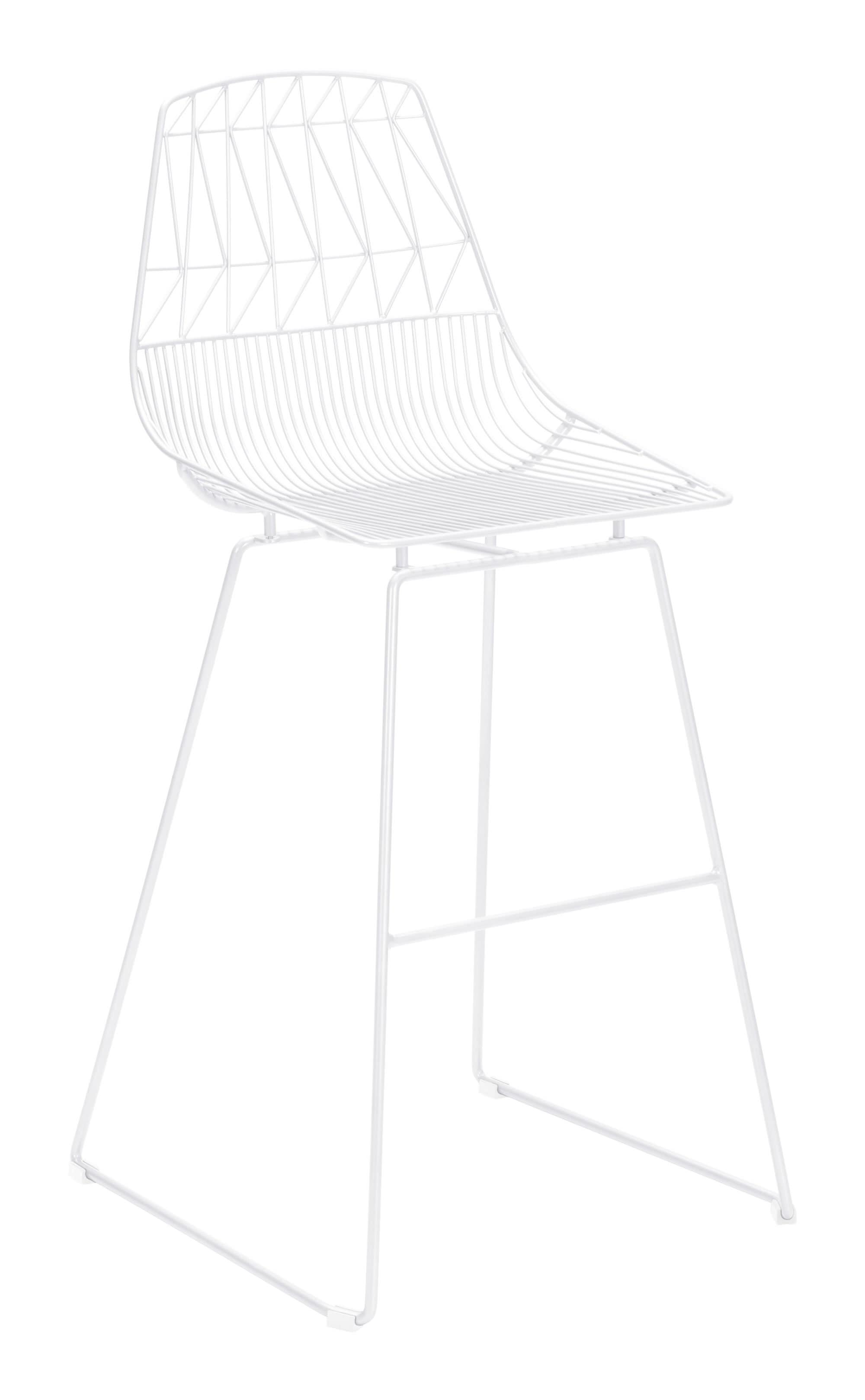 HomeRoots Outdoors Outdoor Chairs White / Steel 22" x 22" x 43.5" White, Steel, Bar Chair - Set of 2