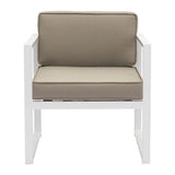 HomeRoots Outdoors Outdoor Chairs White & Taupe / Sunproof Fabric 25.2" X 26" X 29.5" 2 Pcs White And Taupe Sunproof Fabric Beach Arm Chair