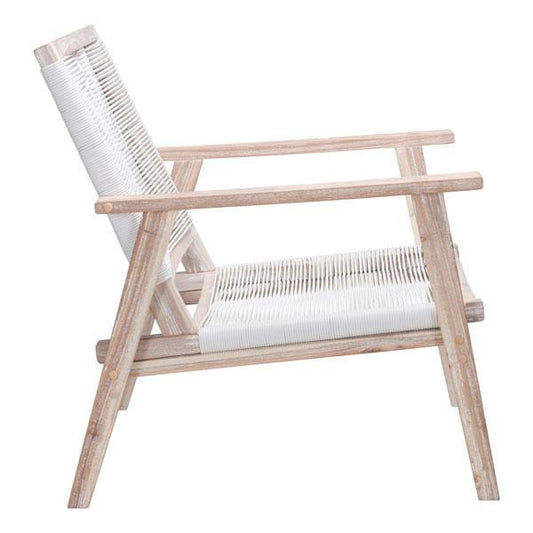 HomeRoots Outdoors Outdoor Chairs White Wash & White / Synthetic Weave 28.9" X 33.1" X 34.4" White W And White Arm Chair