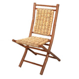 HomeRoots Outdoors Outdoor Folding Chairs Brown/Natural / Bamboo 36" 2 Brown/Natural Bamboo Folding Chairs with an Open Link Hyacinth Weave