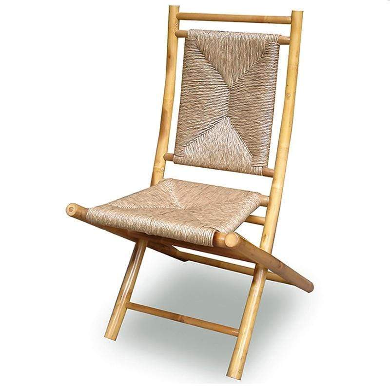 HomeRoots Outdoors Outdoor Folding Chairs Natural / Bamboo 36" 2 Natural Bamboo Folding Chairs with a Triangle Weave