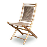 HomeRoots Outdoors Outdoor Folding Chairs Natural / Bamboo 36" 2 Natural Bamboo Folding Chairs with an Open Link Weave