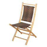 HomeRoots Outdoors Outdoor Folding Chairs Natural/Brown / Bamboo 36" Natural and Brown Bamboo Folding Chair with a Diamond Weave