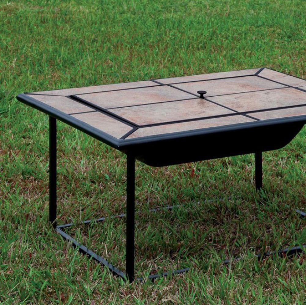 HomeRoots Outdoors Outdoor Furniture > Fire Pits Black / Cast Iron, Ceramic Rectangle Fire Pit