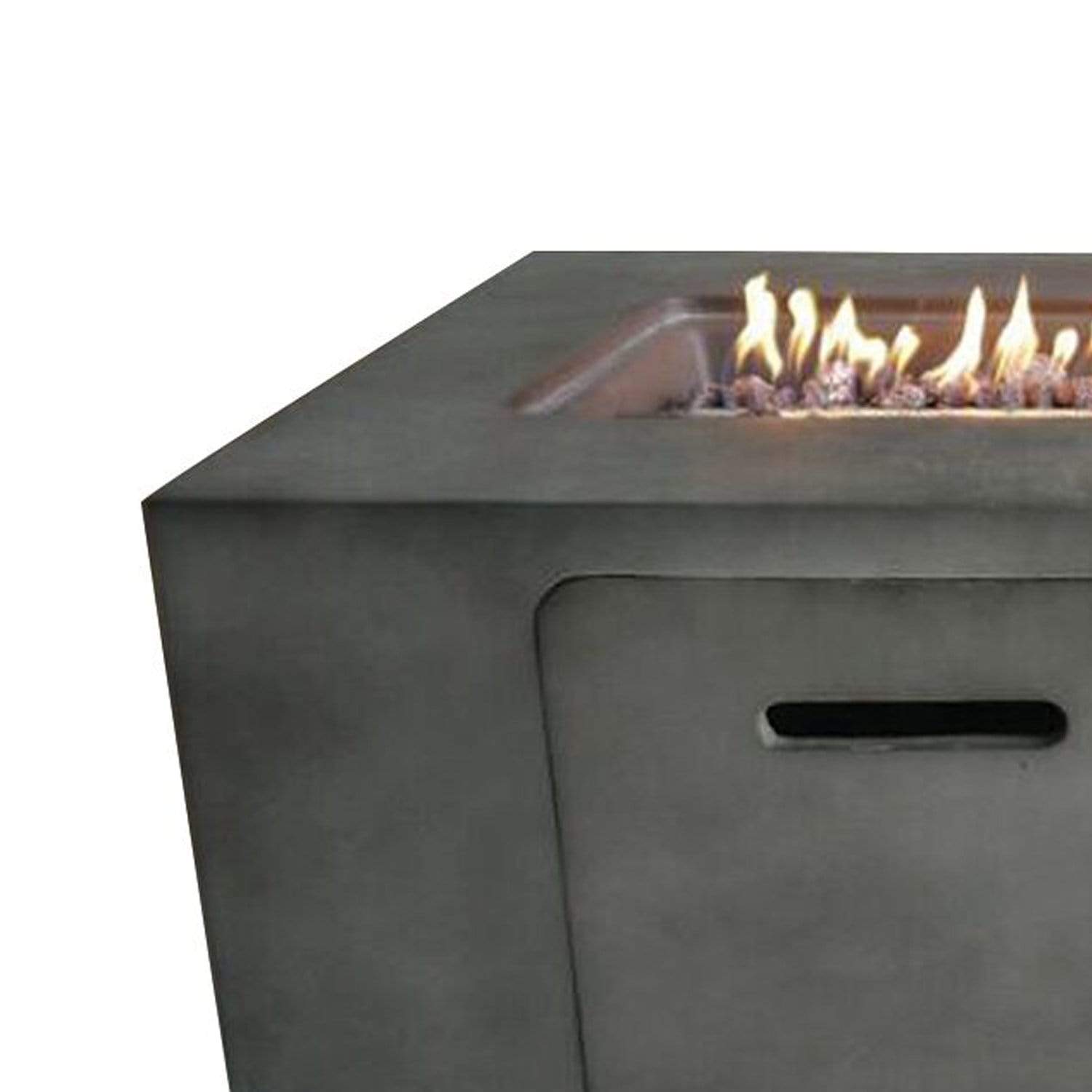 HomeRoots Outdoors Outdoor Furniture > Fire Pits Gray / MGO and Metal Rectangular Cement Gas Fire Pit with Lava Rocks and Control Panel,Gray