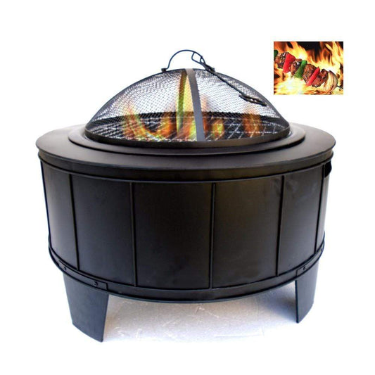 HomeRoots Outdoors Outdoor Furniture > Fire Pits Yellow / Metal Round Metal Fire Pit, Black