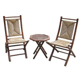 HomeRoots Outdoors Outdoor Furniture > Outdoor Furniture Set Brown/Natural / Bamboo Bamboo Brown/Natural Paint Finish Beautiful Chair Table Set With 3-Piece Outdoor Conversation
