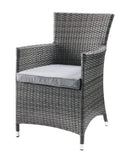 HomeRoots Outdoors Outdoor Furniture > Outdoor Furniture Set Gray Fabric and Wicker / Synthetic Wicker, Glass, 24" X 24" X 35" 3Pc Gray Fabric And Wicker Patio Bistro Set