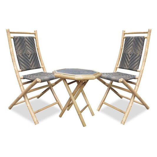 HomeRoots Outdoors Outdoor Furniture > Outdoor Furniture Set Natural/Brown / Bamboo 36" Natural Bamboo Resin Weave 2 Chairs and a Table Bistro Set