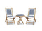 HomeRoots Outdoors Outdoor Furniture > Outdoor Furniture Set Natural/Navy Blue & White / Bamboo 21" Navy Blue and White Outdoor Conversation Set of 2 Chairs and a Table