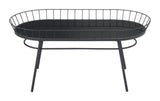 HomeRoots Outdoors Outdoor Furniture > Outdoor Tables Black / Steel & Glass 31.5" x 16.3" x 14.6" Black, Steel & Glass, Side Table