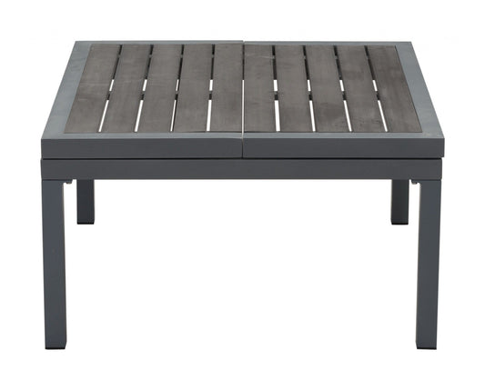 HomeRoots Outdoors Outdoor Furniture > Outdoor Tables Dark Gray / Polyresin & Powder Coated Aluminum 33.5" x 30.7" x 17.1" Dark Gray, Polyresin & Aluminum, Lift-Top Coffee