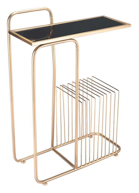 HomeRoots Outdoors Outdoor Furniture > Outdoor Tables Gold / Steel, Mirror 19.7" x 8.5" x 28.3" Gold, Steel, Mirror, Side Table