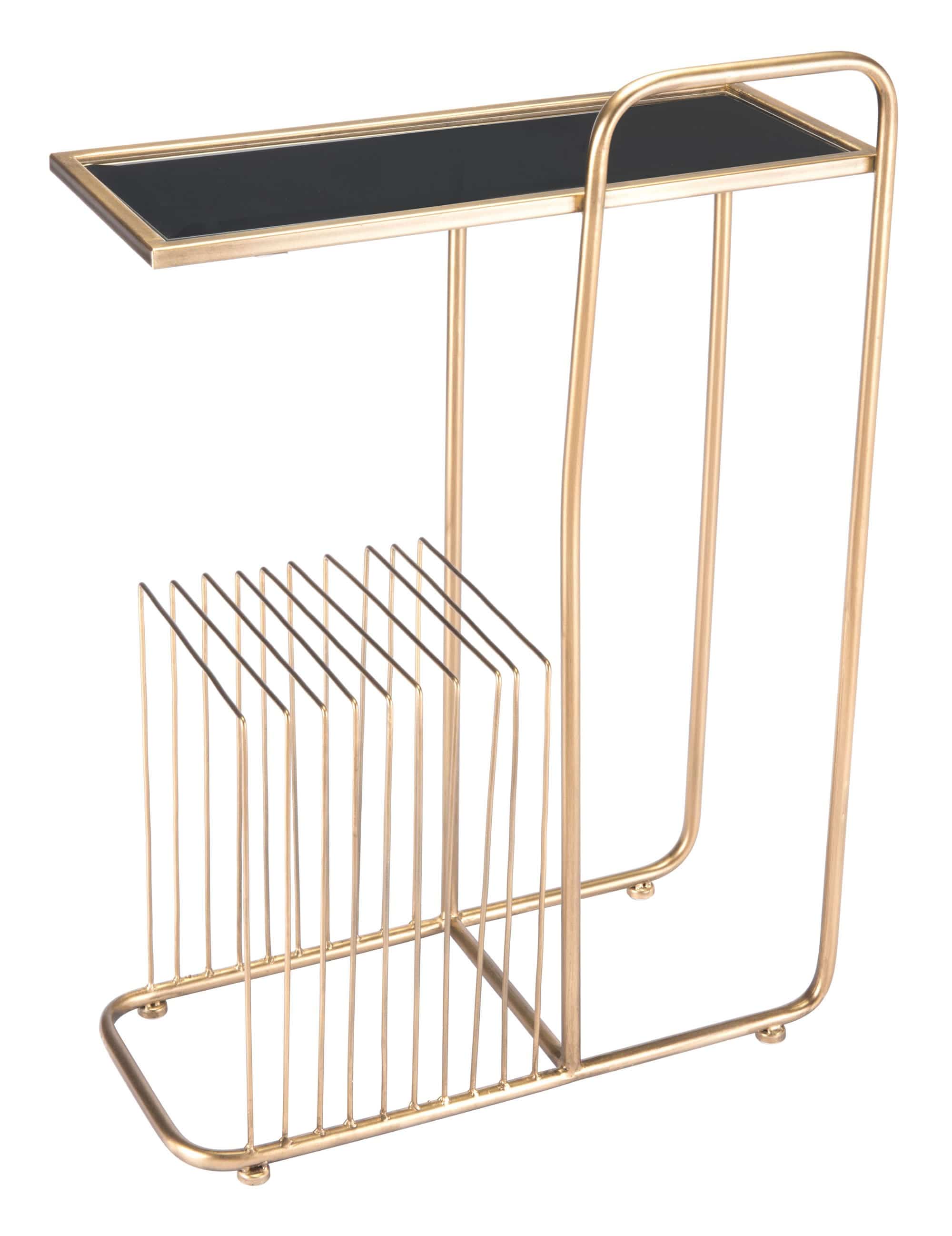 HomeRoots Outdoors Outdoor Furniture > Outdoor Tables Gold / Steel, Mirror 19.7" x 8.5" x 28.3" Gold, Steel, Mirror, Side Table