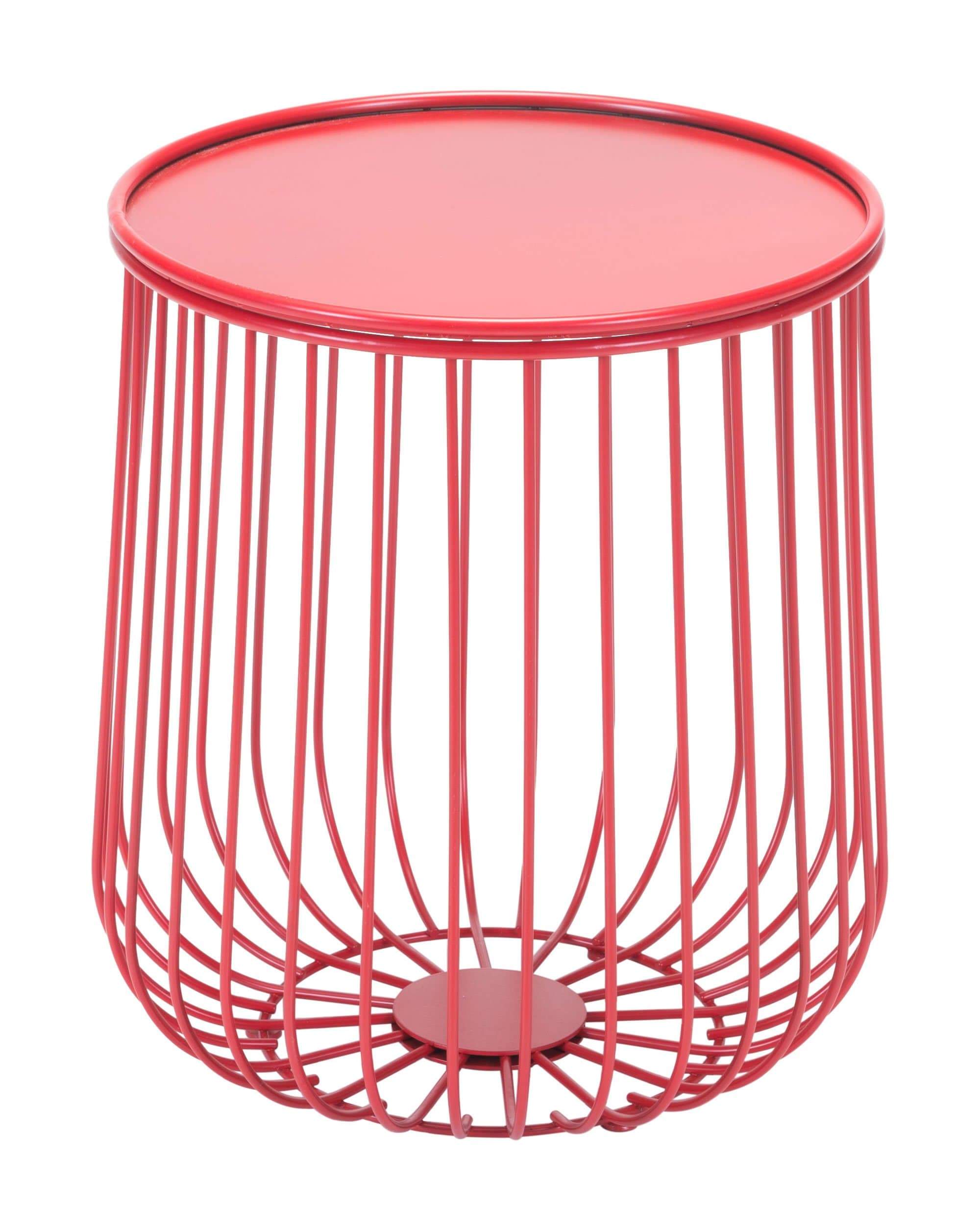 HomeRoots Outdoors Outdoor Furniture > Outdoor Tables Red / Steel 14.4" x 14.4" x 16.1" Red, Steel, Side Table