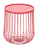 HomeRoots Outdoors Outdoor Furniture > Outdoor Tables Red / Steel 14.4" x 14.4" x 16.1" Red, Steel, Side Table